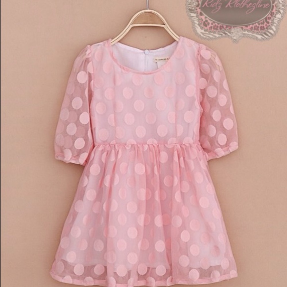 GIRLS PINK POLKA DOT CREWCUTS DRESS